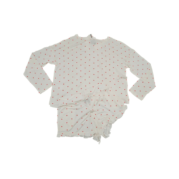 Revolve Plush Pajama Set Size S White Red Heart Print - Picture 7 of 8